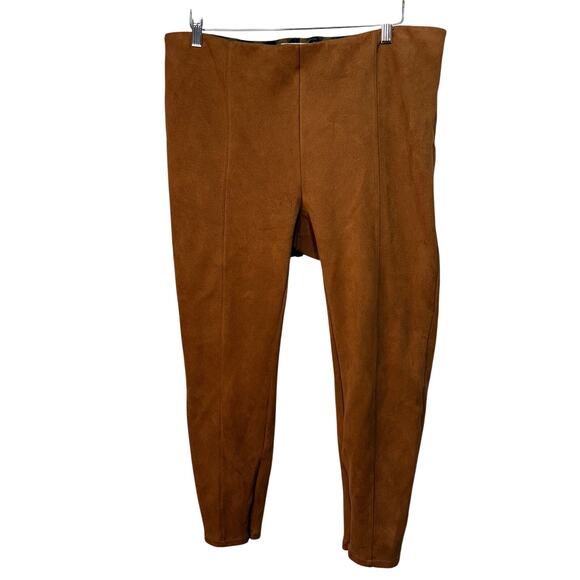 Anthropologie Pants - Anthropologie Pull on Pants Women’s Size 14 Brown Front Seam Zipper Inner Ankle